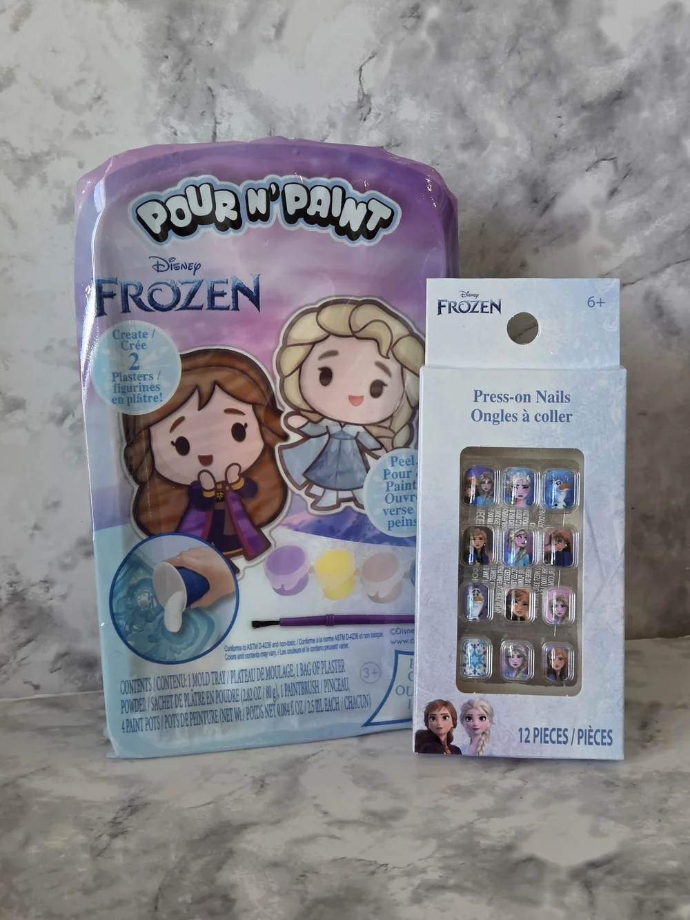 Disney Frozen Pour N' Paint & Press-On Nail Set - Purple, Blue, Pink